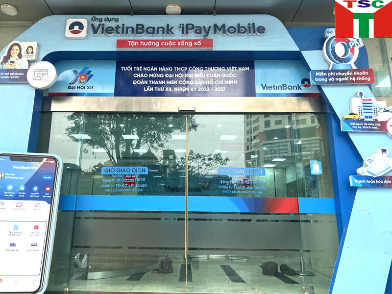 Lắp đặt cửa tự động tại Vietinbank Hà Nội